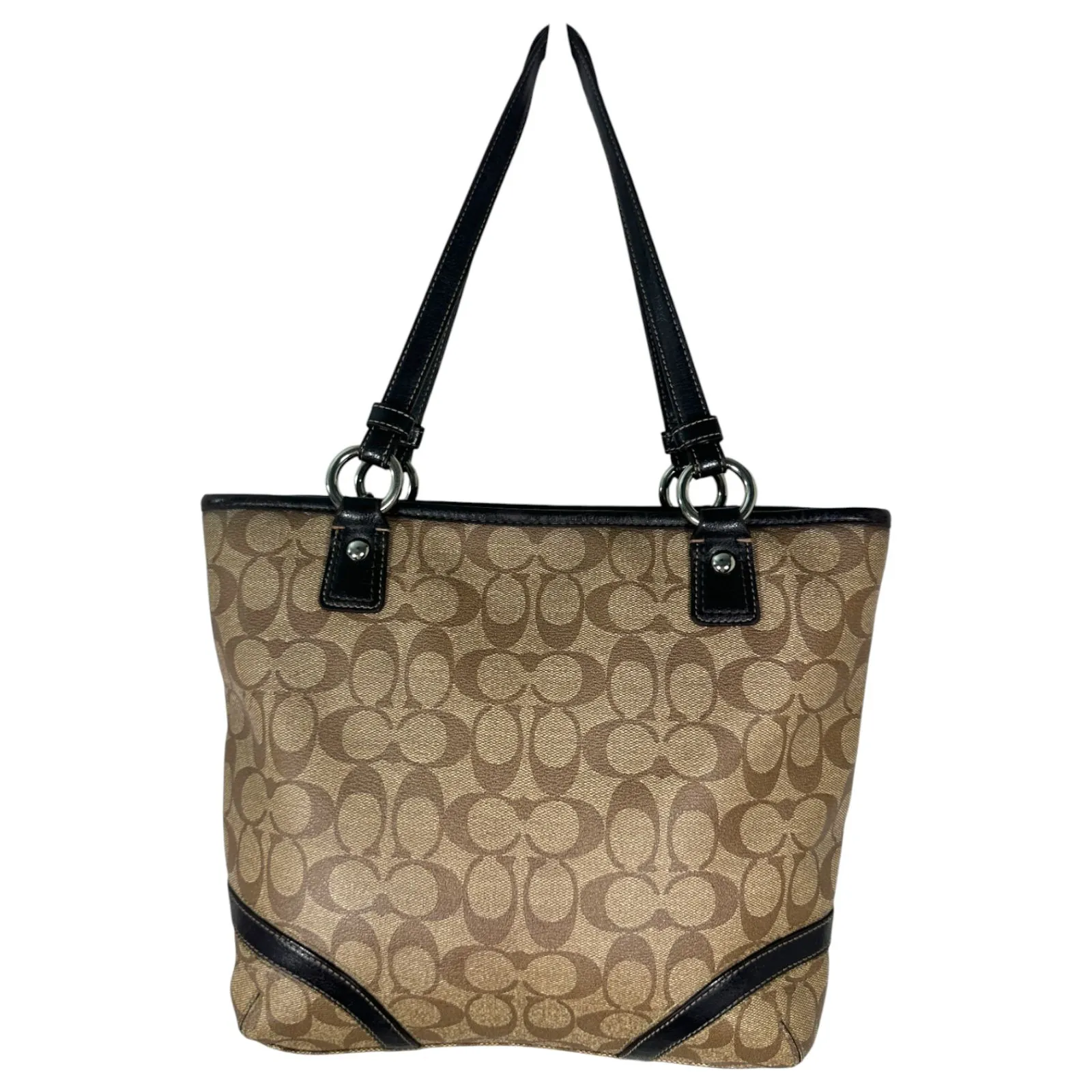 Coach 18917 Peyton Signature Brown Leather Tote Purse Handbag Shoulder - Image 4