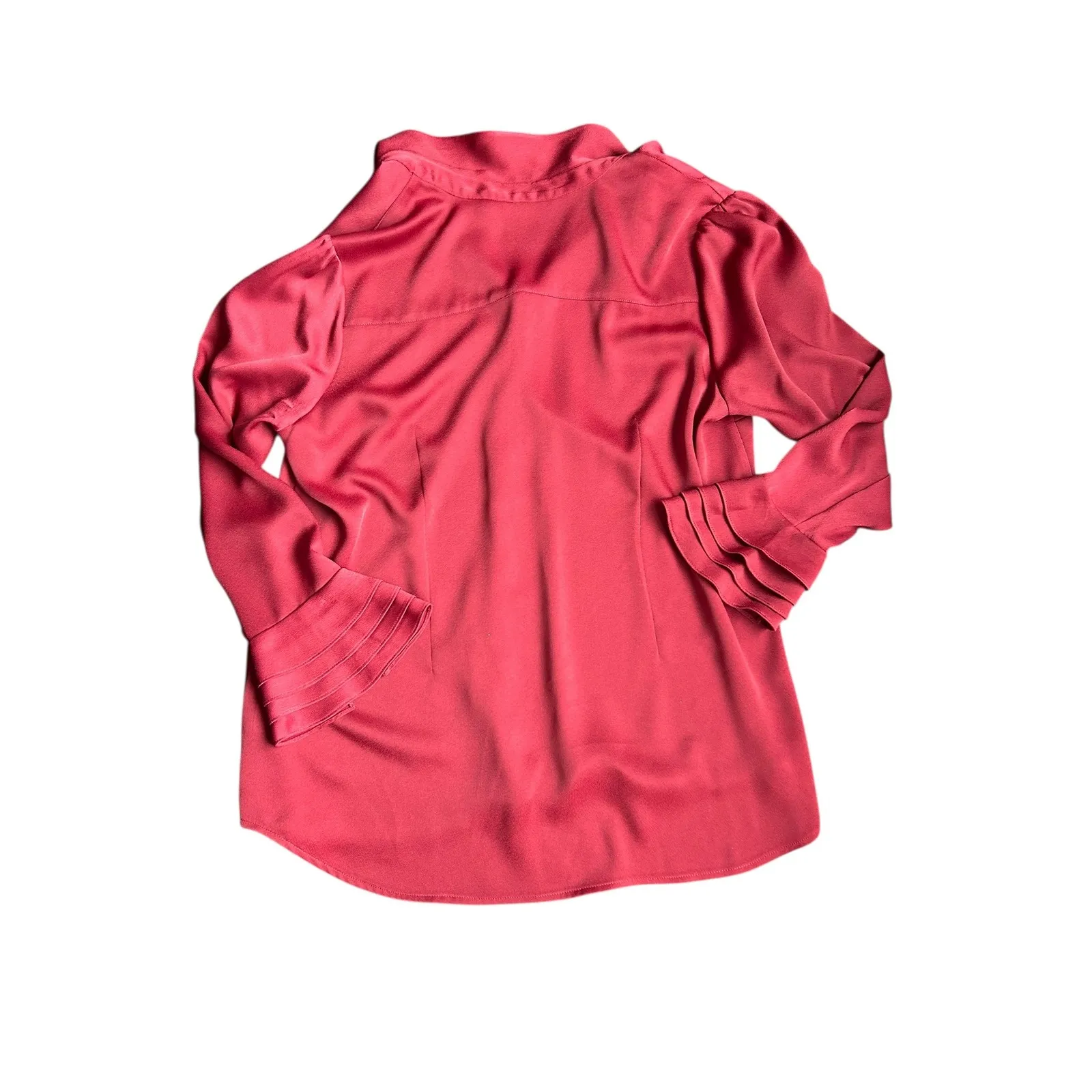 Soft Surroundings Sonnet Blouse Moroccan Red Button Front Pleated Cuff Size XL - Image 7