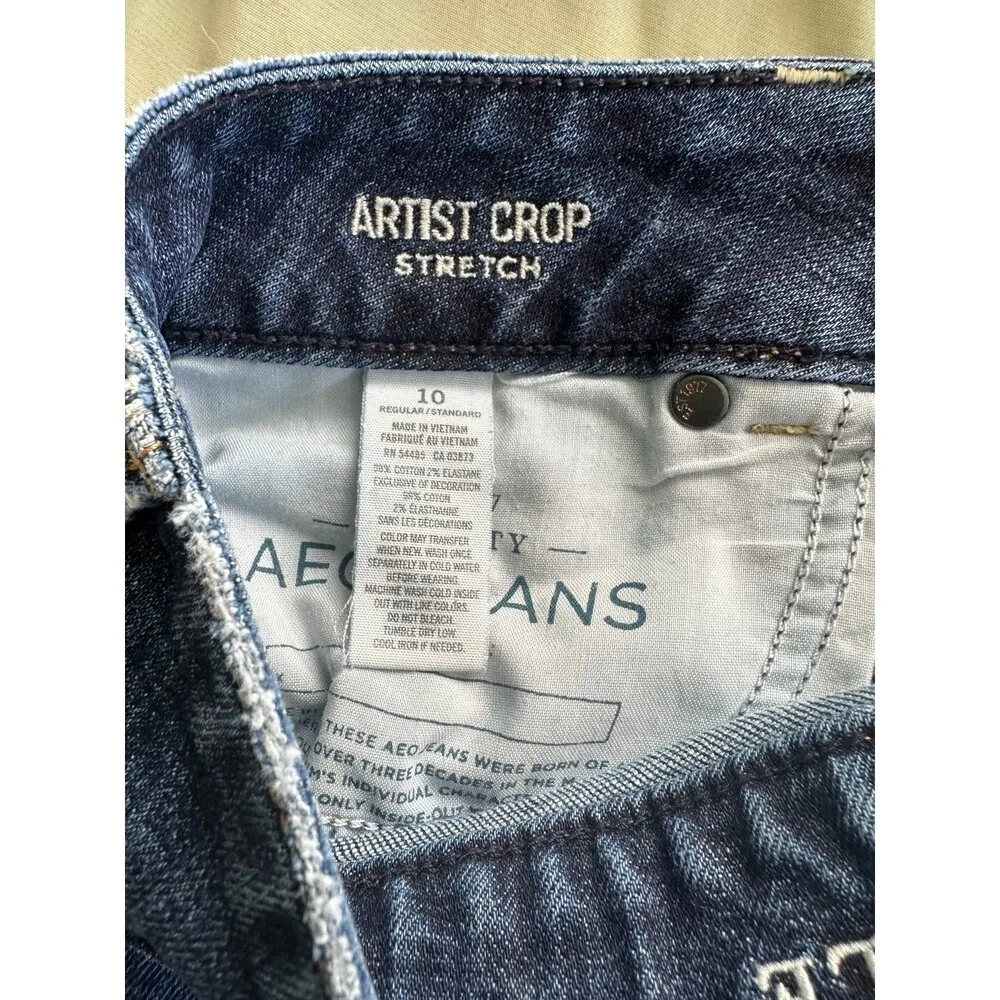 American Eagle Outfitters AEO Medium Wash Artist Crop Stretch Denim Jeans 10 - Image 7