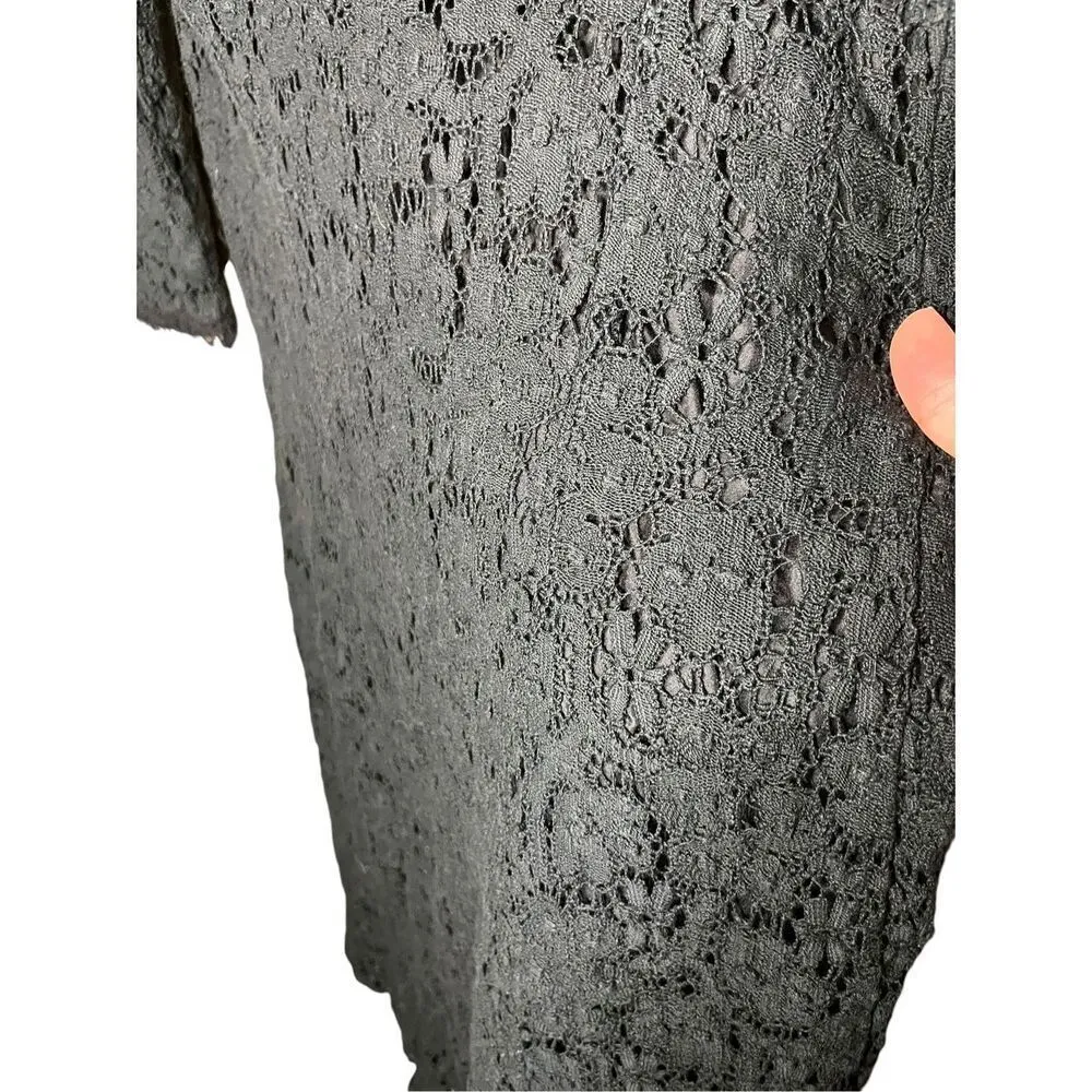 Miguelina Black Crochet Long Line Cardigan Duster Size Large‎ - Image 8