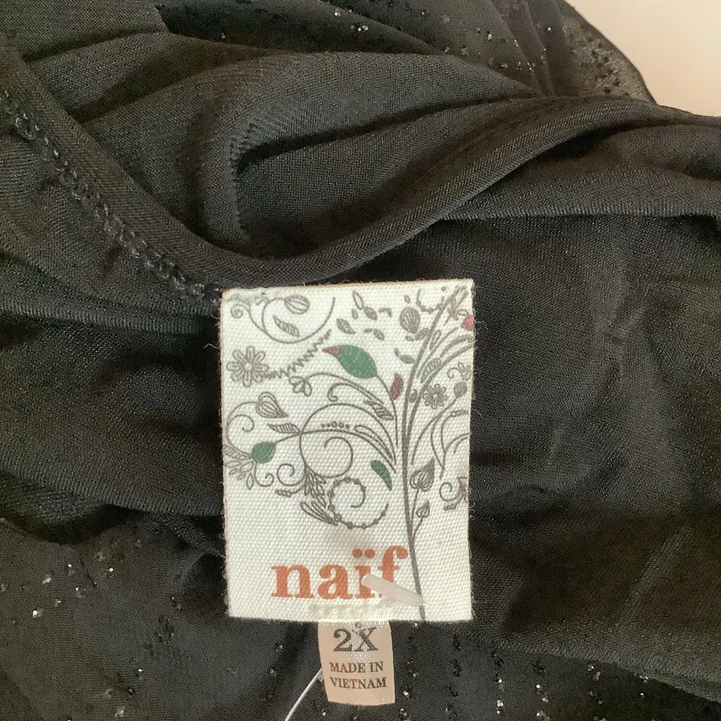 Naif Size 2X Black Sleeveless Blouse with Subtle Sparkle. New With Tags. - Image 6