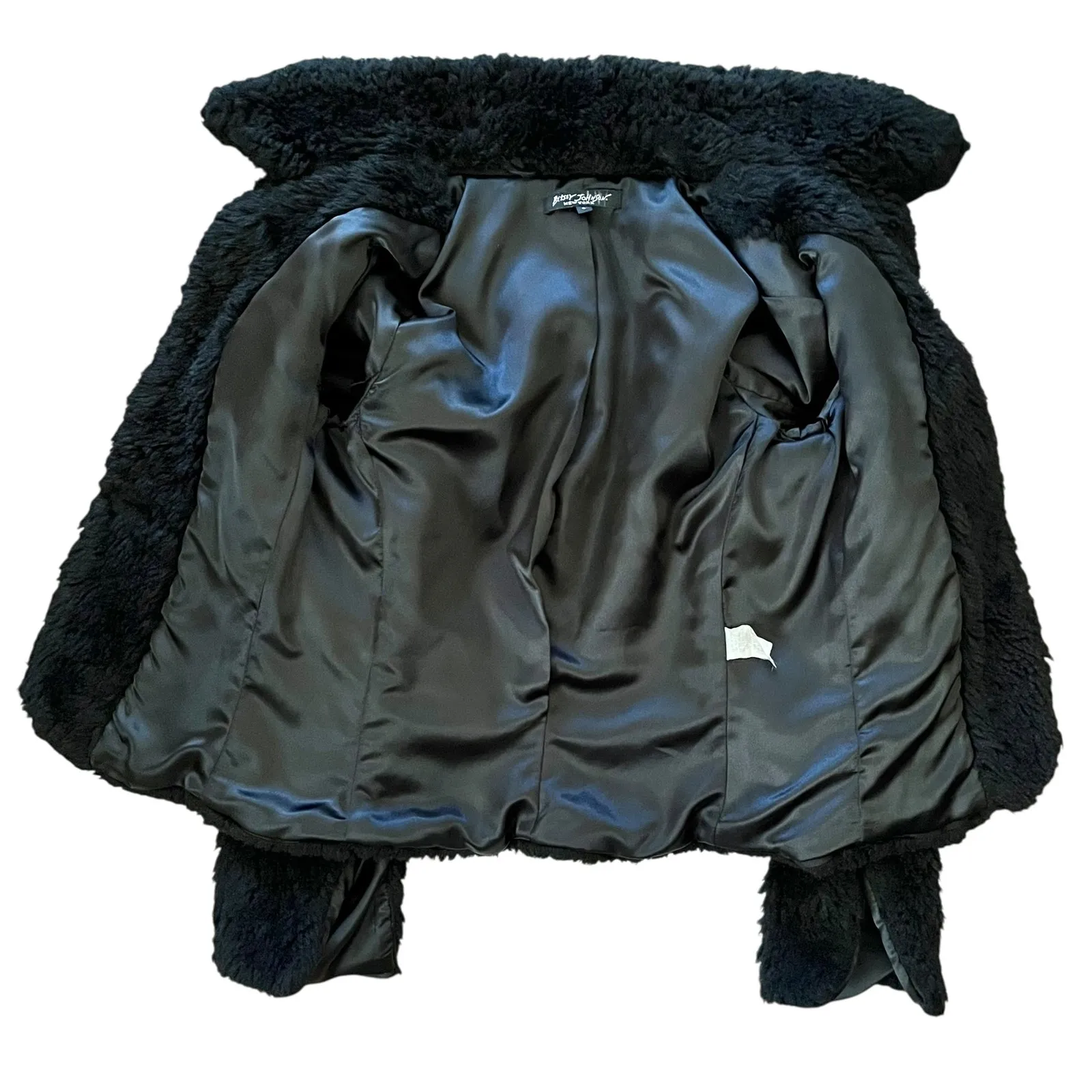 Betsey Johnson 1990s Vintage Black Faux Fur Jacket - Rare Made in USA Short Coat - Image 4