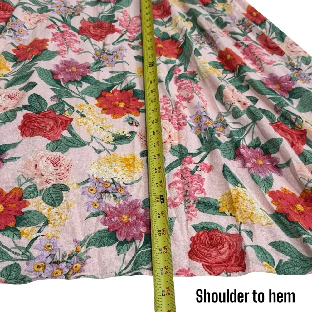 Old Navy Multicolor Linen Blend Floral Garden Party Spring Summer Maxi Dress XL - Image 12