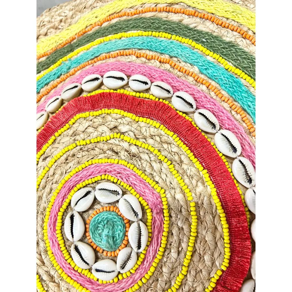 NEW Muche Muchette Milagro Braided Straw Round Shoulder Handbag Beige One Size - Image 2