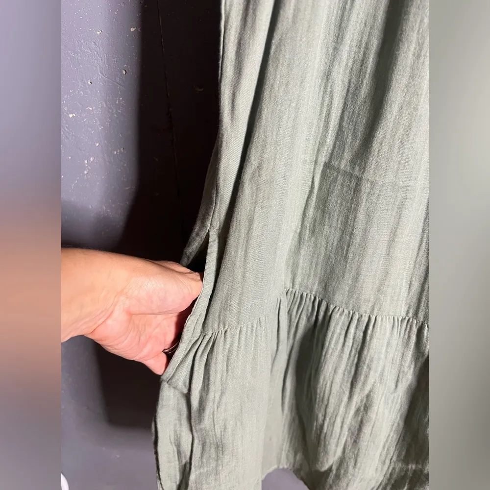 GAP • Crinkle Gauze Mini Green Dress in size Large - Image 6