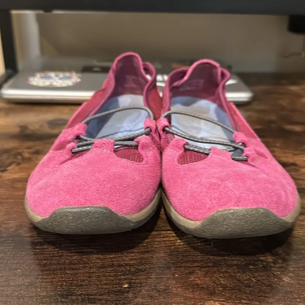 Lands End Shoes Casual Slip On Sneakers Pink Orange Suede Closed Toe size 8.5 Pink - Image 4
