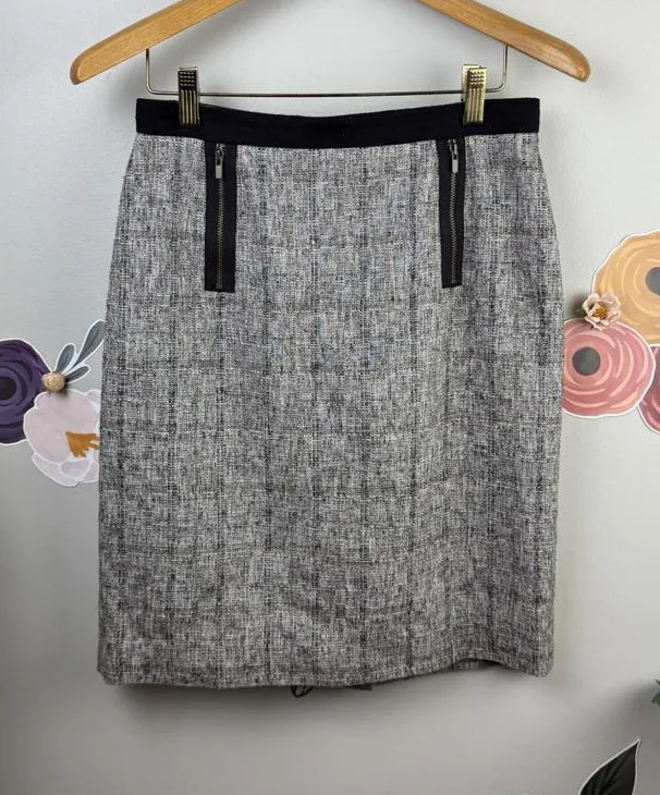 Classiques Entier Zipper Gray Knee Length Tweed Skirt - Size - 2 - Image 1
