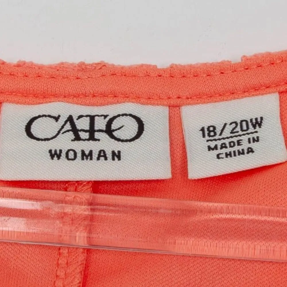 Cato Womens Floral Crochet Shark Bite Top Size 18/20W Orange Short Sleeve Summer - Image 4