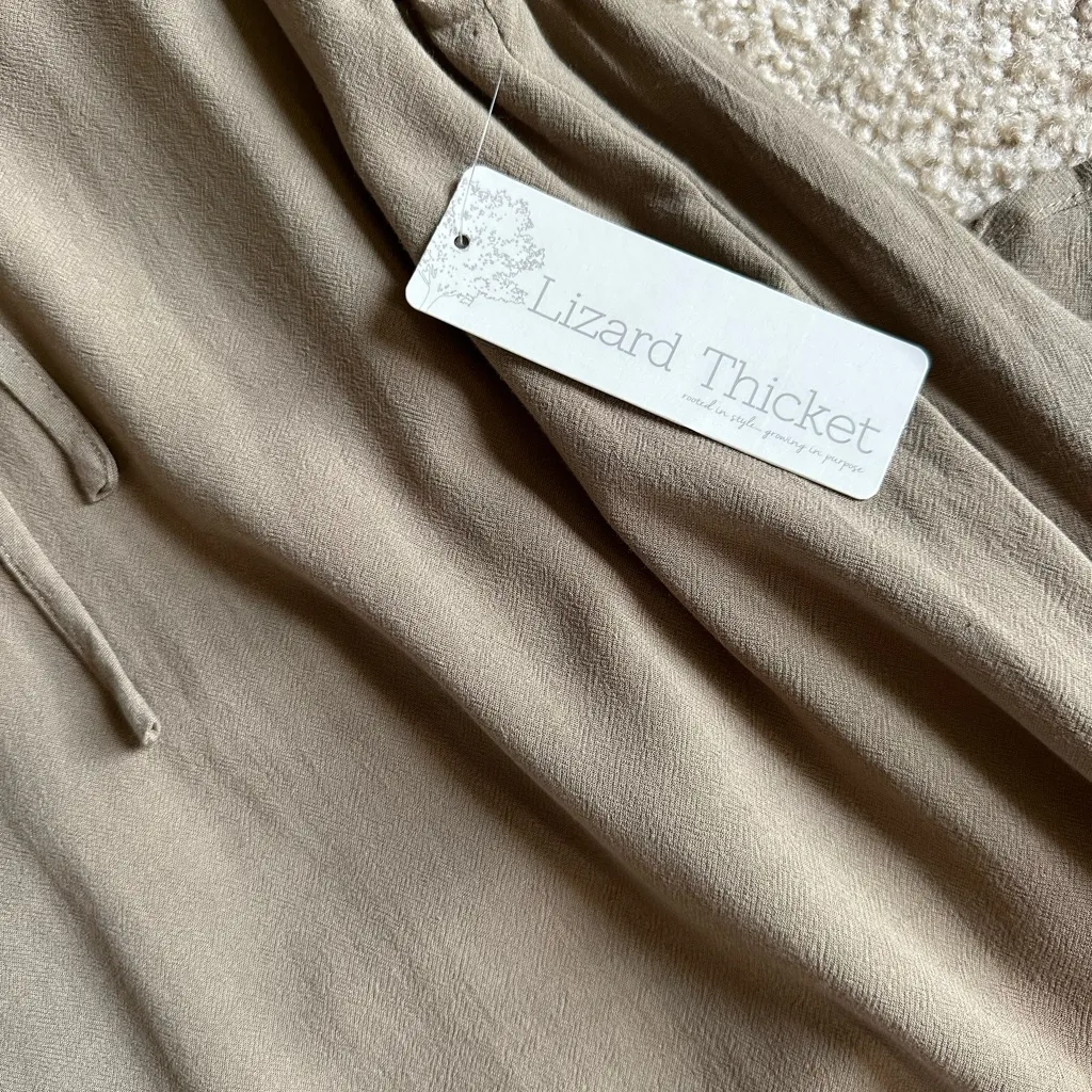 Lizard Thicket Taupe Ruffle Sleeve Mini Dress - Image 6