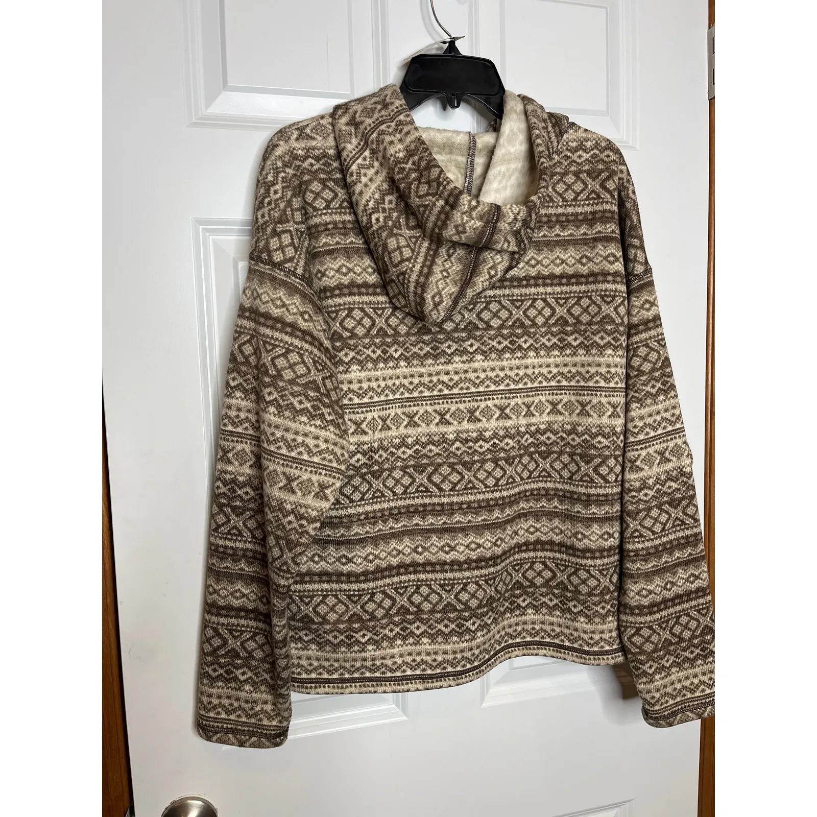 Lauren Ralph Lauren Active Medium Tribal Print‎ Brown Fleece Hoodie LRL - Image 2