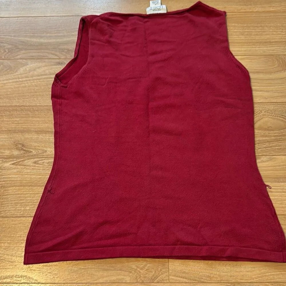 Ann Taylor Loft Red Silk Sleeveless Top Size Medium - Image 5