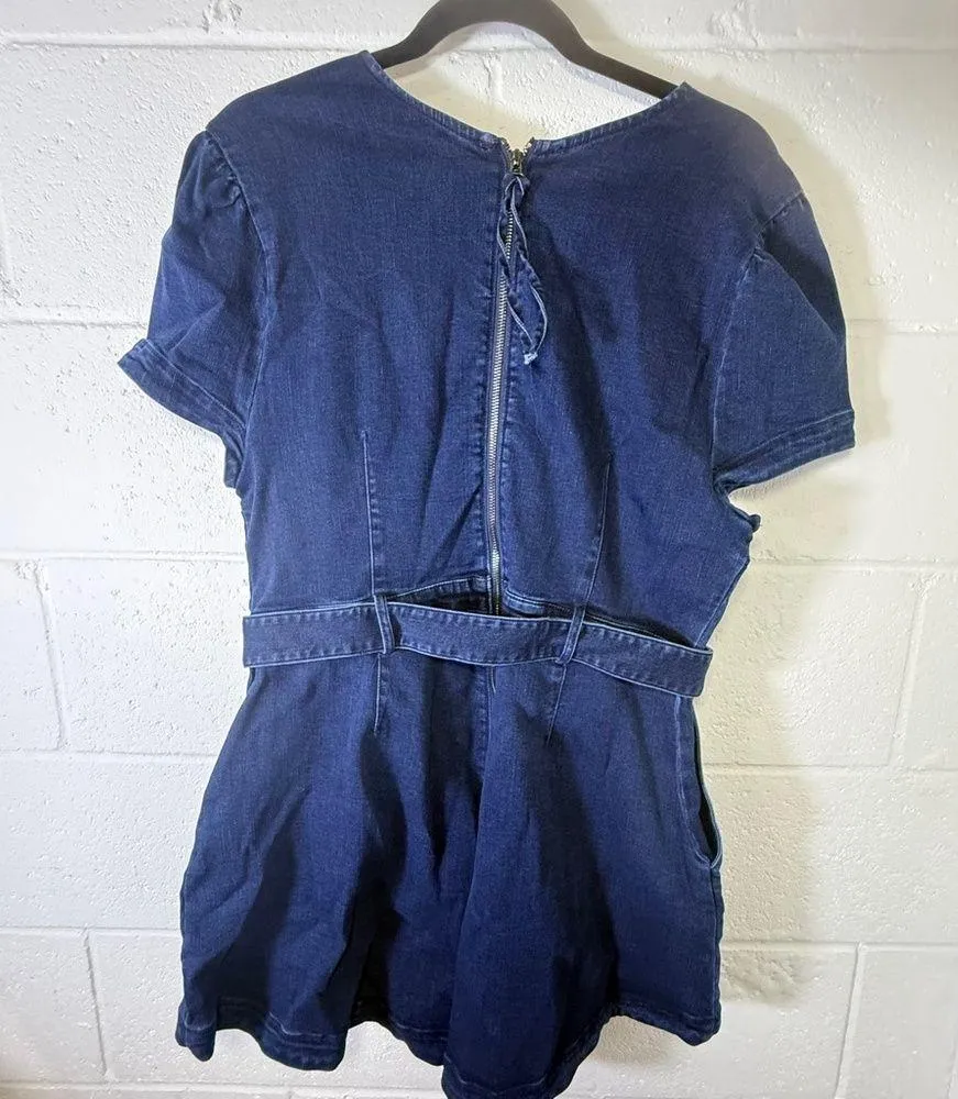 Free People Charlotte Denim Romper Sapphire Size XL - Image 9