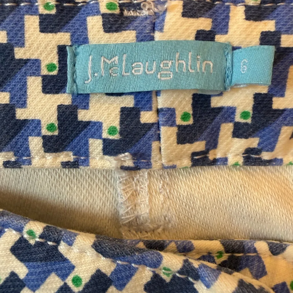 J.McLaughlin Lexi Navy Blue Midi Quotation Houndstooth Slim Pants Size 6 - Image 9