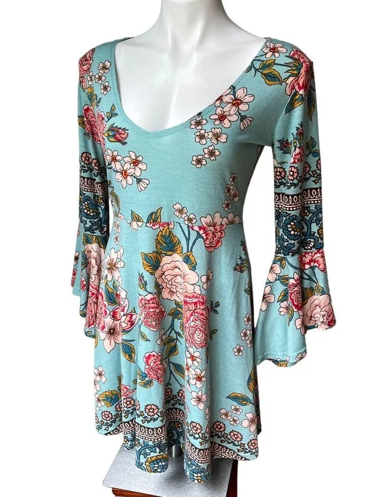 NWT, Angie V- neckline Angel Long Sleeve  Waistband Dress, Sz M - Image 6