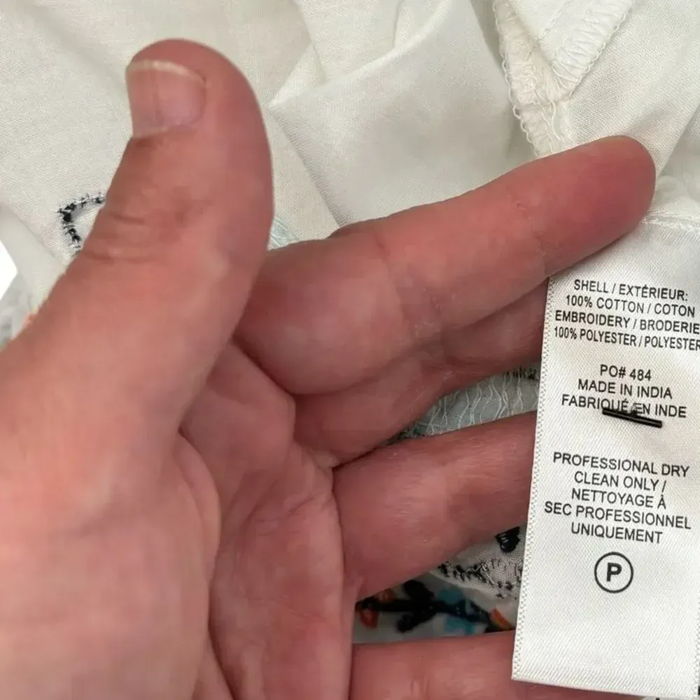 Frances Valentine Capri Tunic Dress‎ Oyster White Blue Embroidery Size XS - Image 13