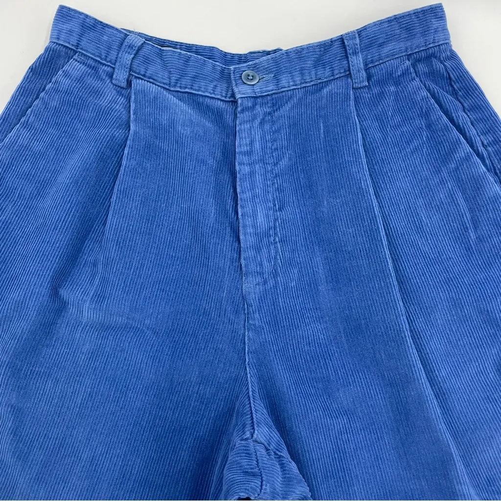 Vintage Blue Corduroy Pants Women Slacks Tomboy‎ Pleated High Rise Tapered 90s Size 4 - Image 8