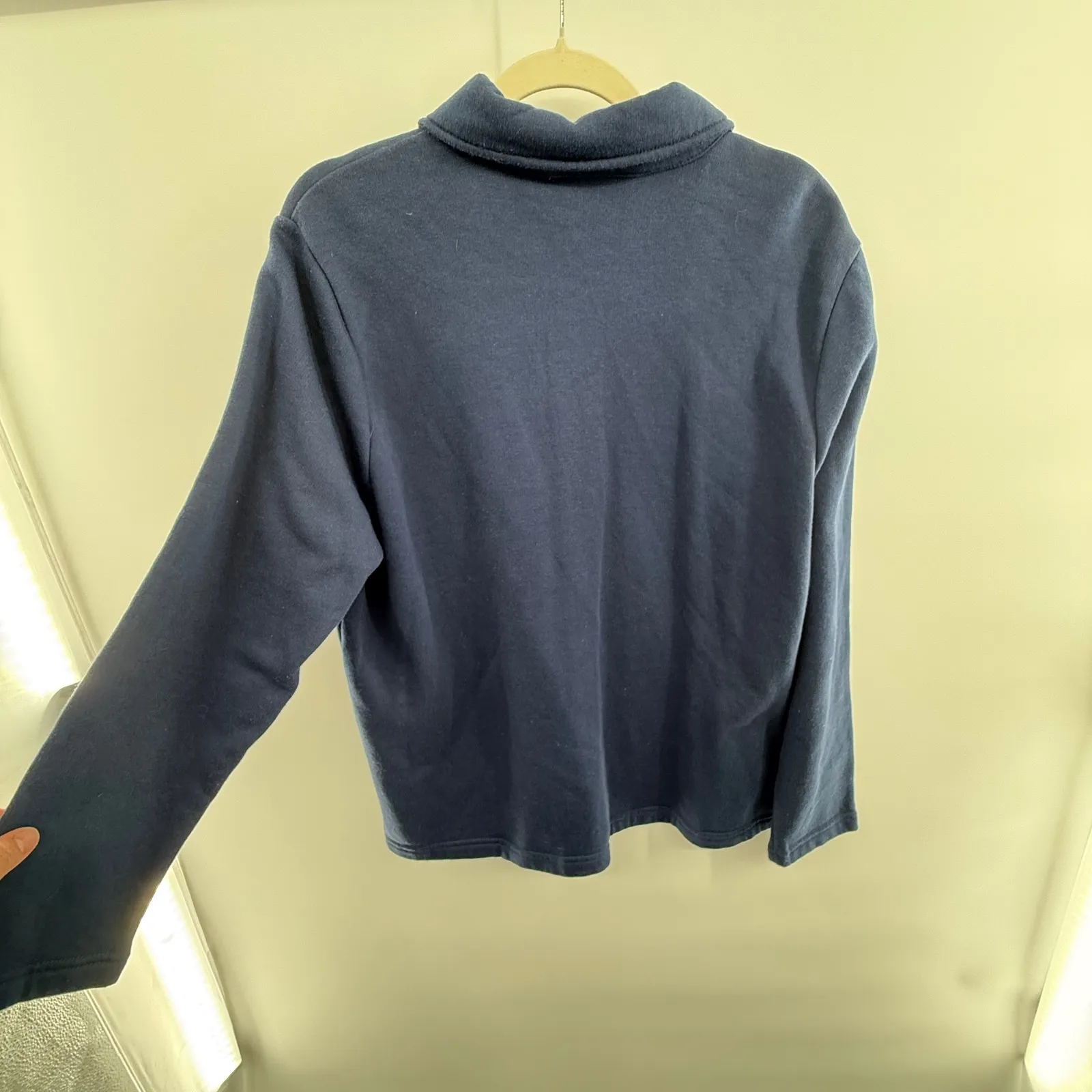 Breckenridge XL Snowman Zip Cardigan Navy Fleece Jacket‎ Embroidered Christmas - Image 4