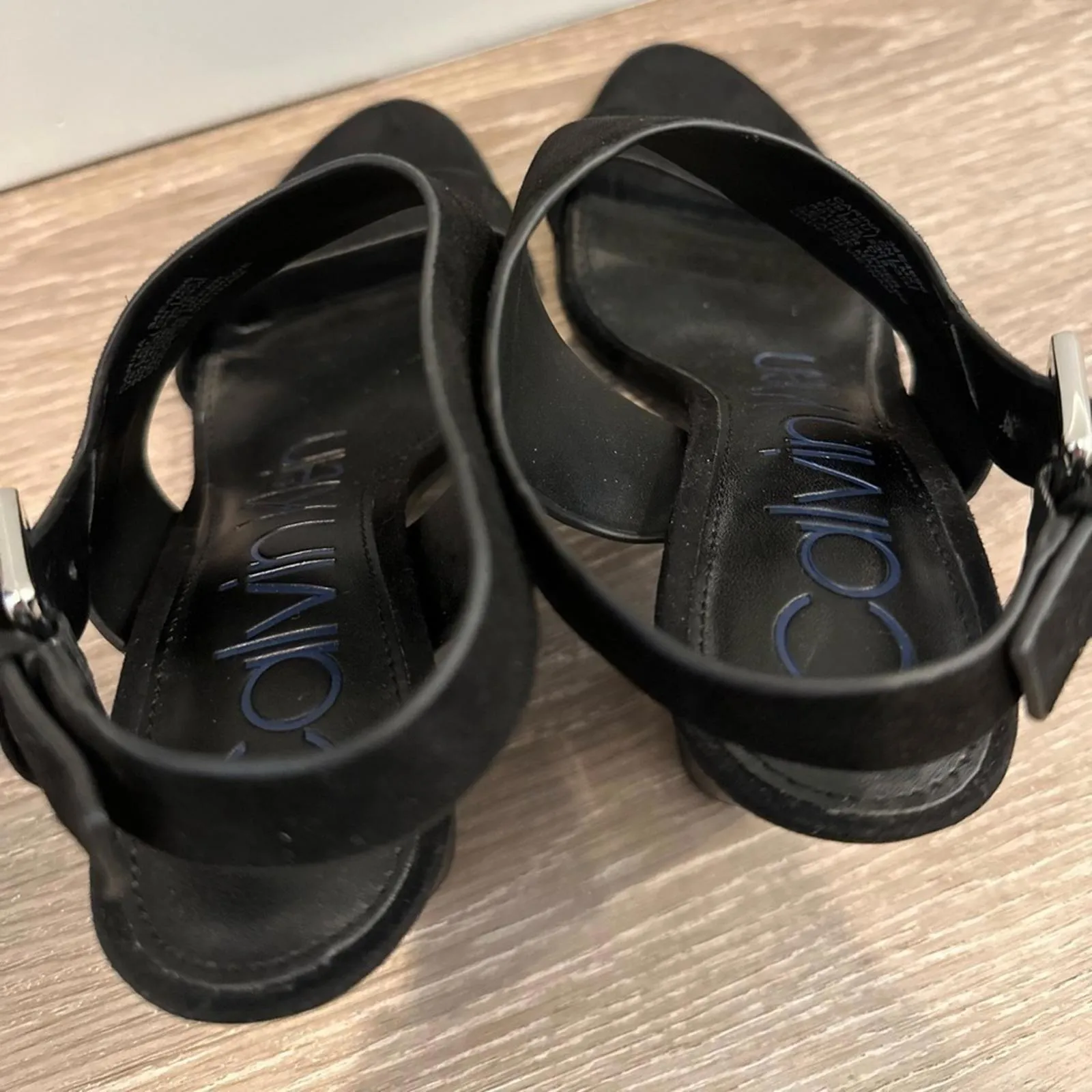 Calvin Klein Carina Dress Sandal Heel Blue Black Suede Size 6.5 - Image 7
