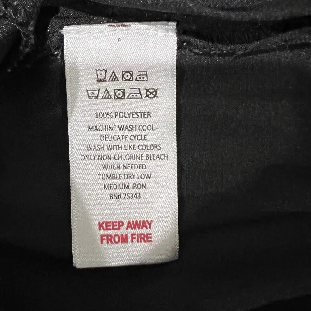 House of Harlow 1960 Women’s Small Black Satin Pajama Bottoms PJs Pockets Stripe - Image 5