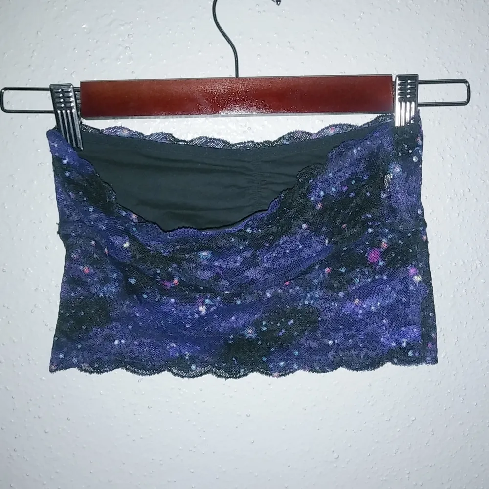 PINK S Galaxy Mesh Strapless Top in Purple Black - Image 2