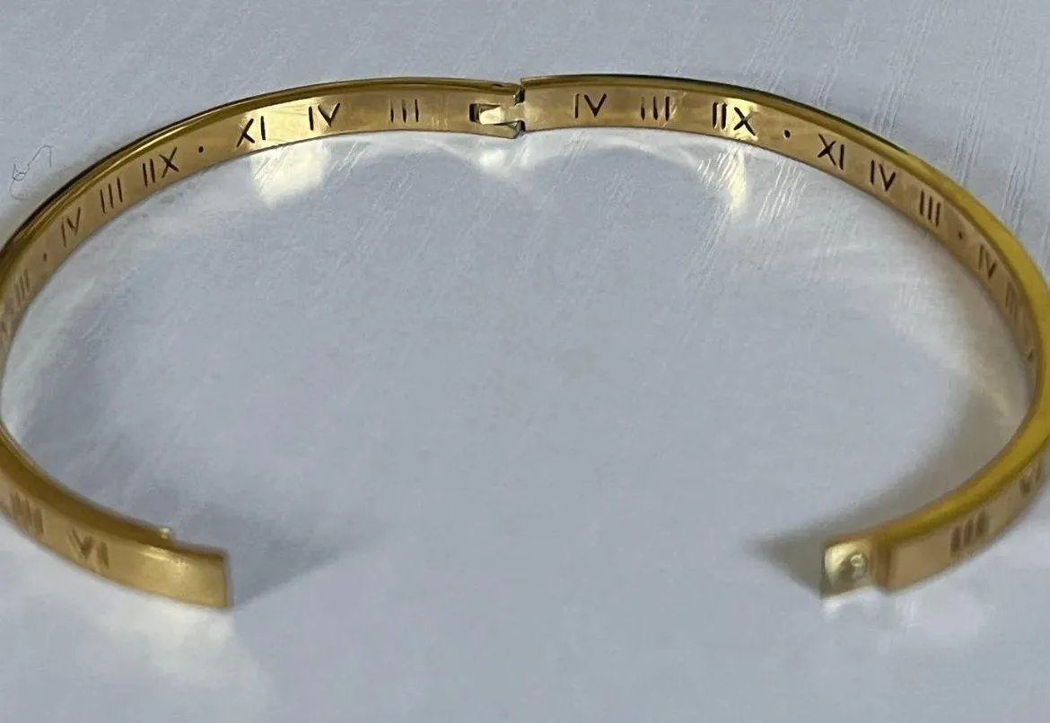 Anthro 18K Roman Numeral Stacking Bracelet  - Image 4