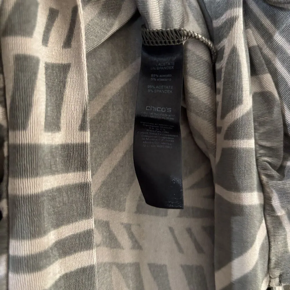 Chicos Travelers Top Women Large Multicolor Print Stretch Slinky Blouse Side Tie - Image 8