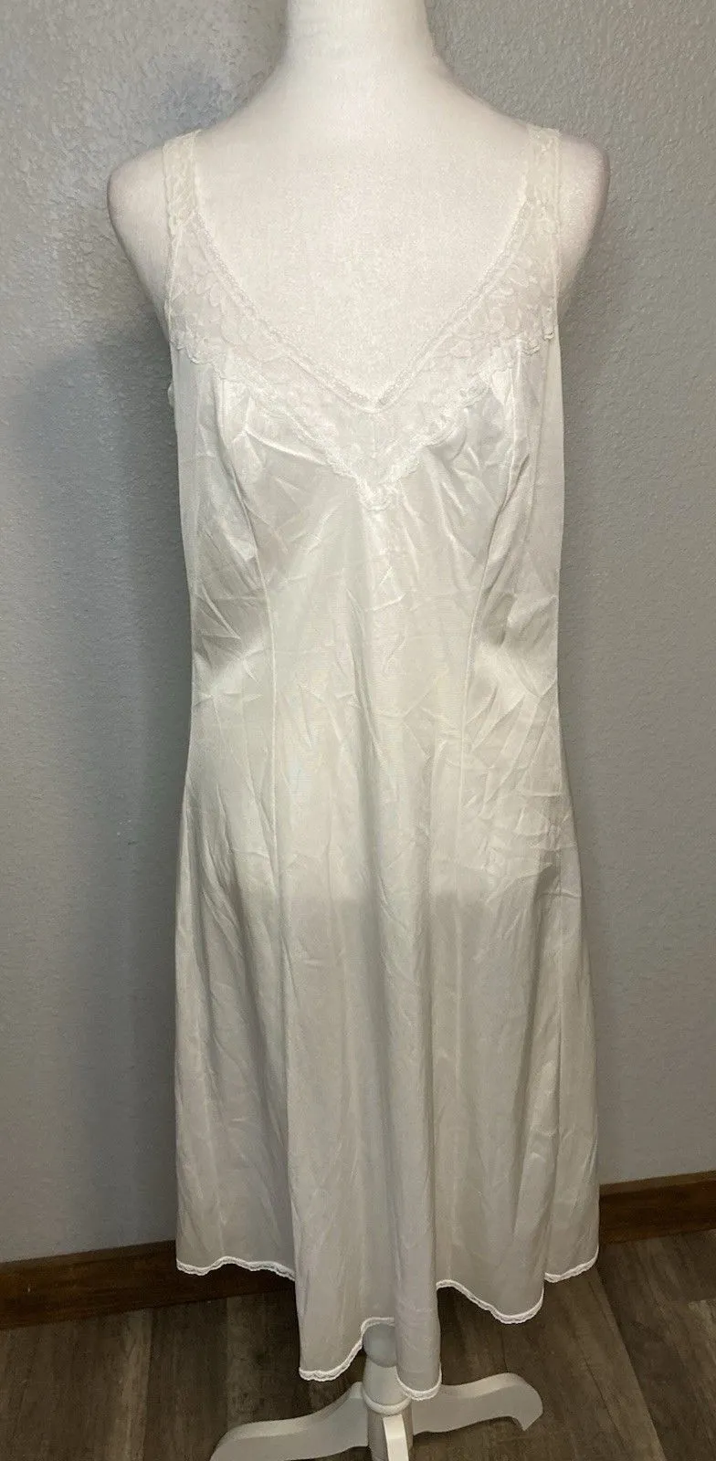 VTG Maidenform Something Special Nylon Full Slip Size 36 White Sissy Lace ILGWU - Image 1