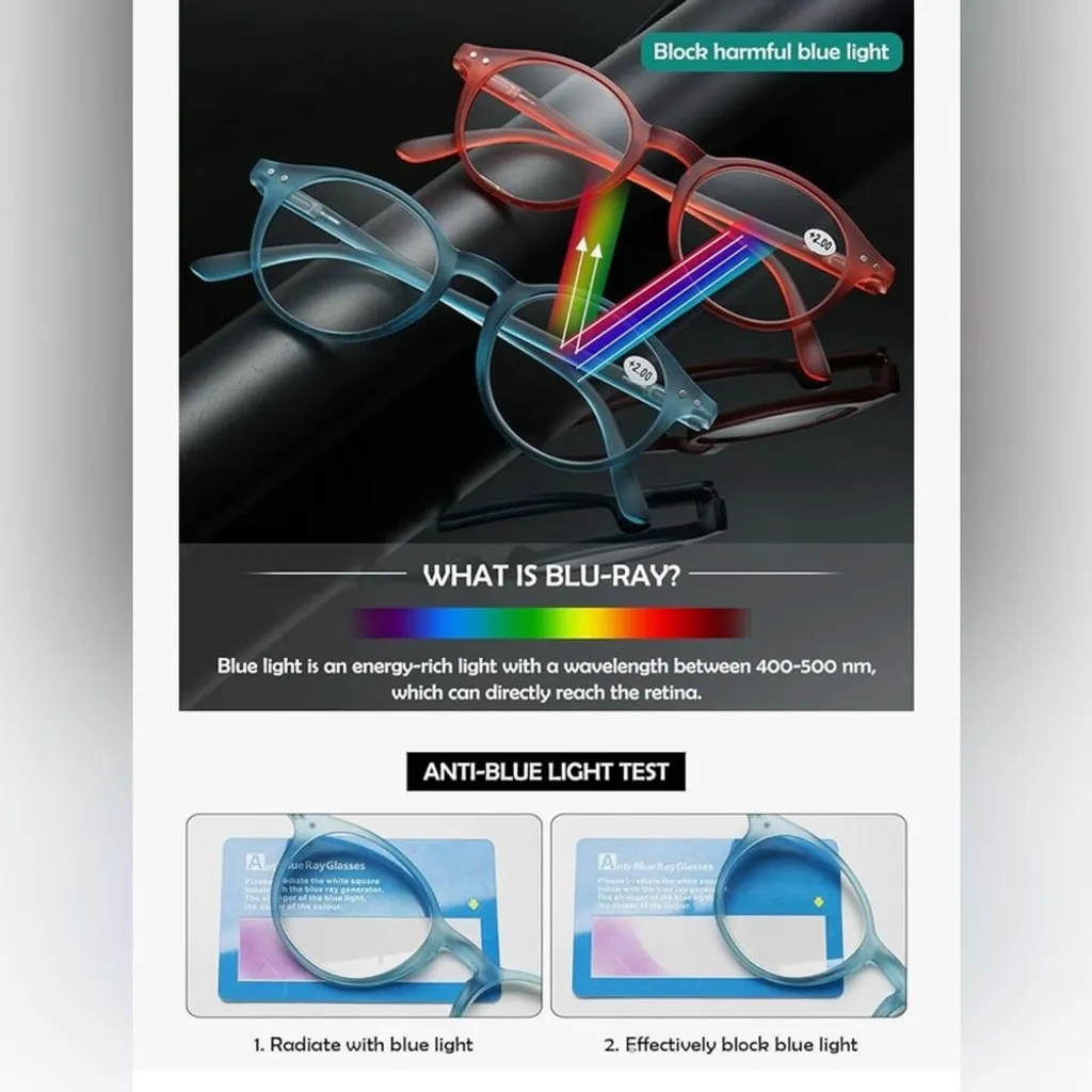 NEW Round Reading Glasses Blue Light Blocking Matte Frame Computer Readers White - Image 3
