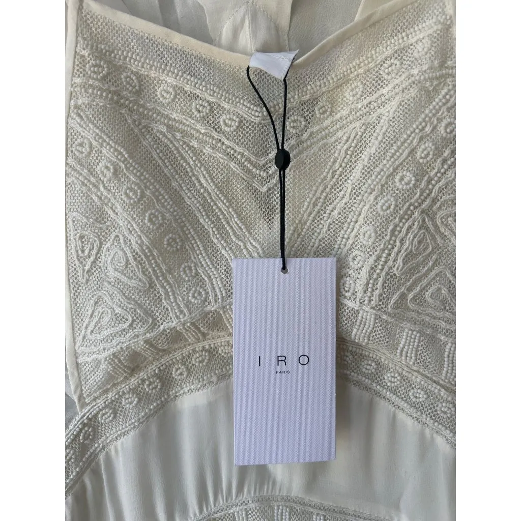 IRO Conor Embellished Silk Mini Dress Ecru Ivory Womens Size FR 40 US 8 - Image 7