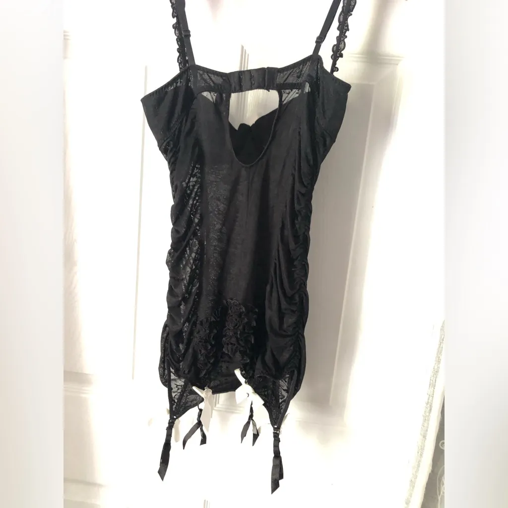 Victoria’s Secret mesh bow ruched lingerie bustier bodysuit 34B - Image 10