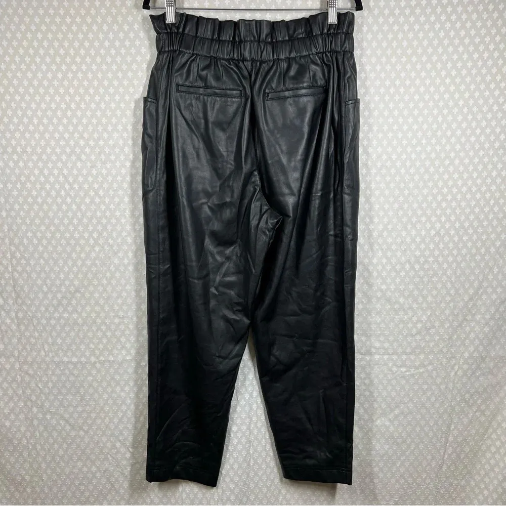 Madewell  Black Vegan Leather Pull‎ On Paperbag Pants - Image 5