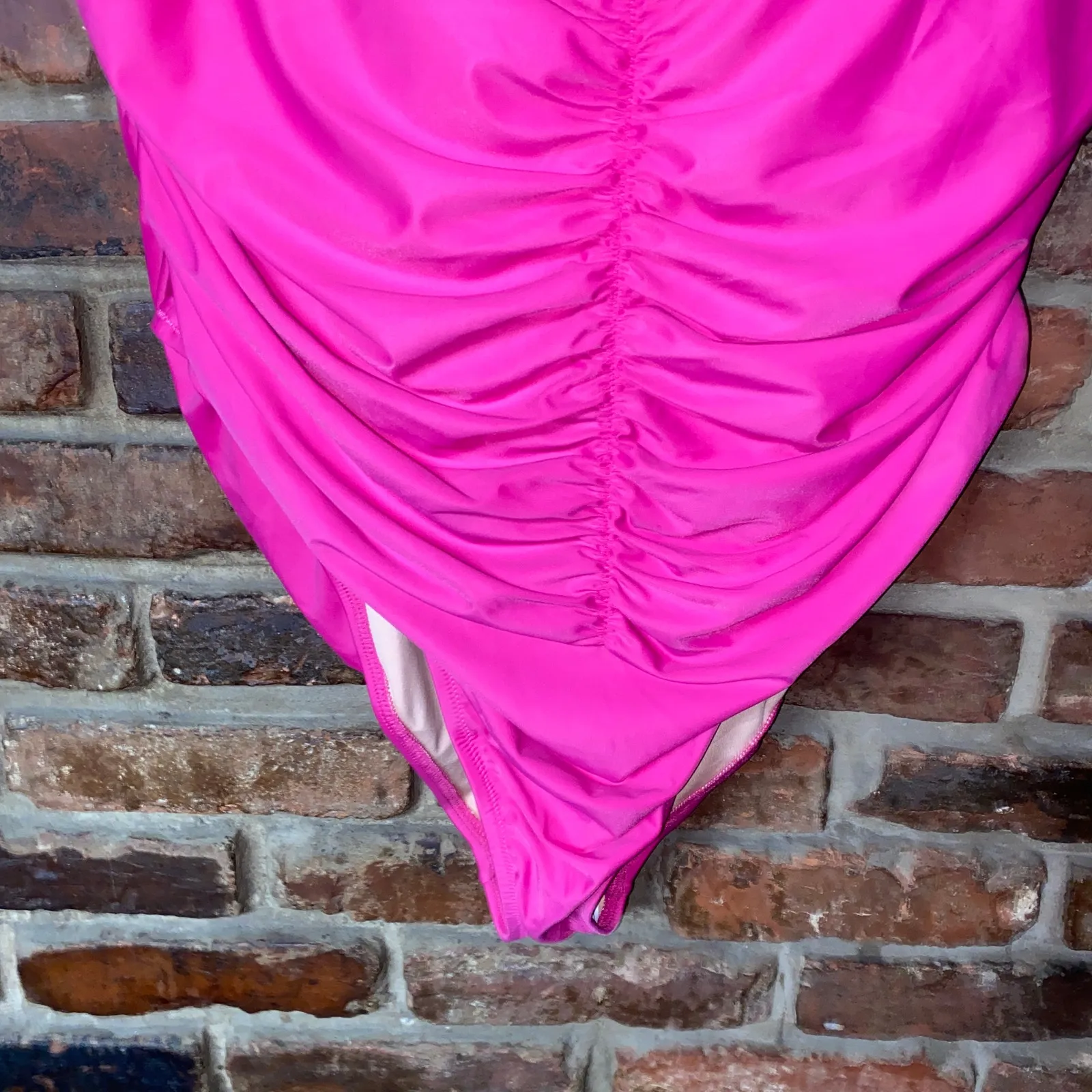 New J. Crew Fuchsia Ruched Sweetheart One-Piece Swim Bathing Suit Womens Size 24 - Image 3