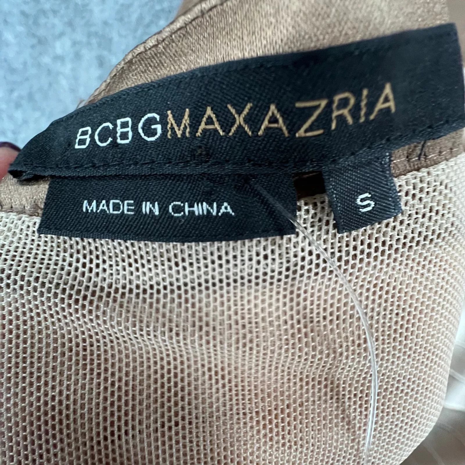 BCBGmaxazria Dress Womens S Champagne Brown Satin Sequin Cocktail Glam HOCO NWT - Image 14