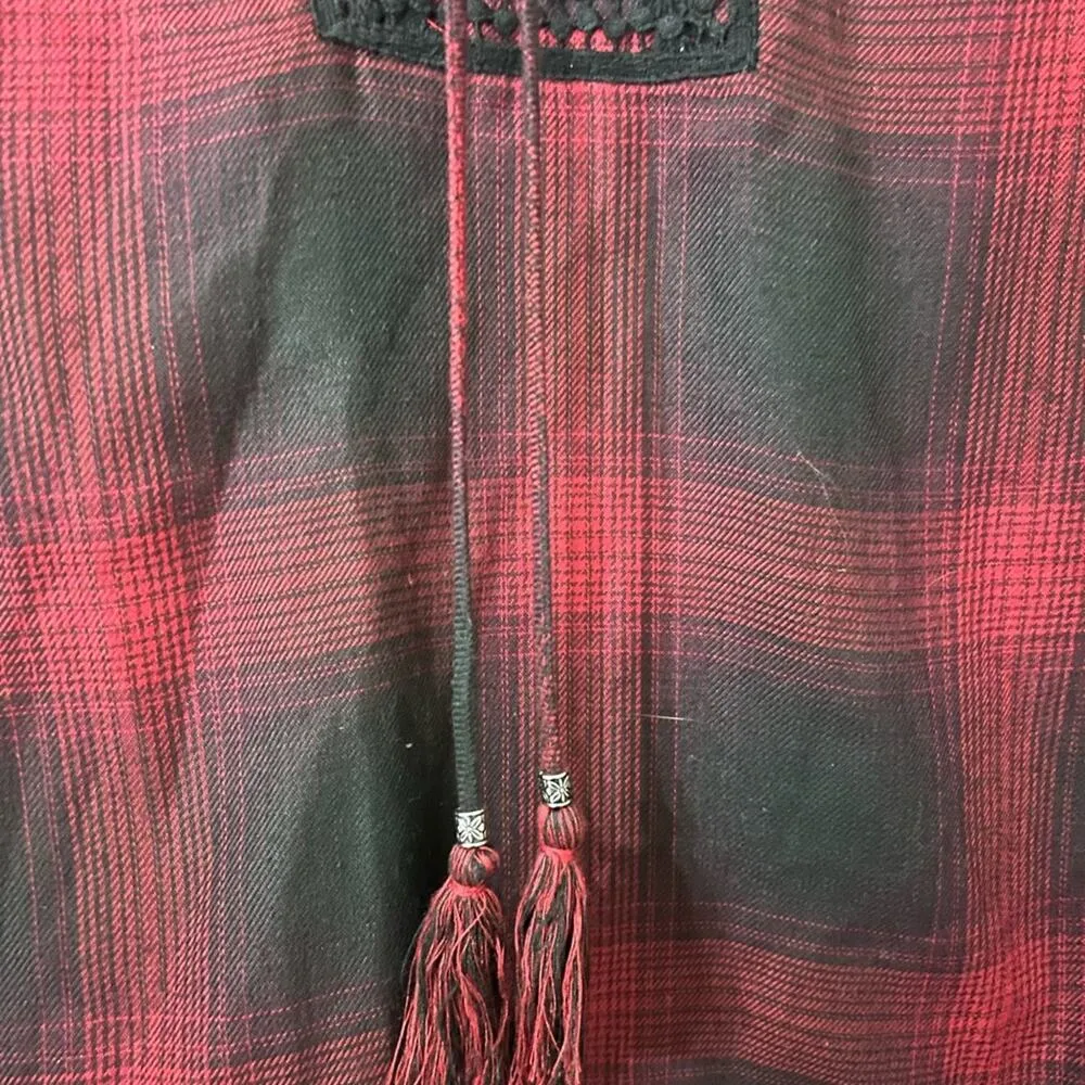Knox Rose BOHO style red/black plaid blouse size small - Image 5