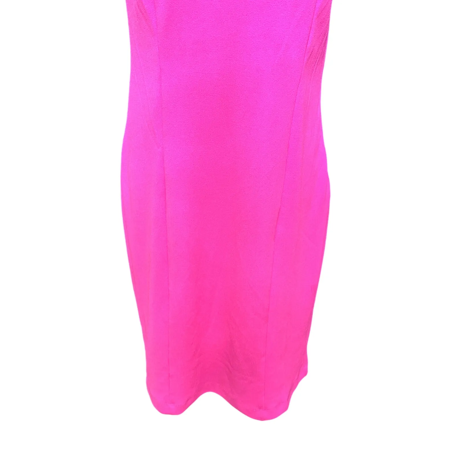 Marina Crepe Sheath Dress Asymmetric Neck Bow Shoulder Sleeveless Pink W 8 NWOT - Image 4