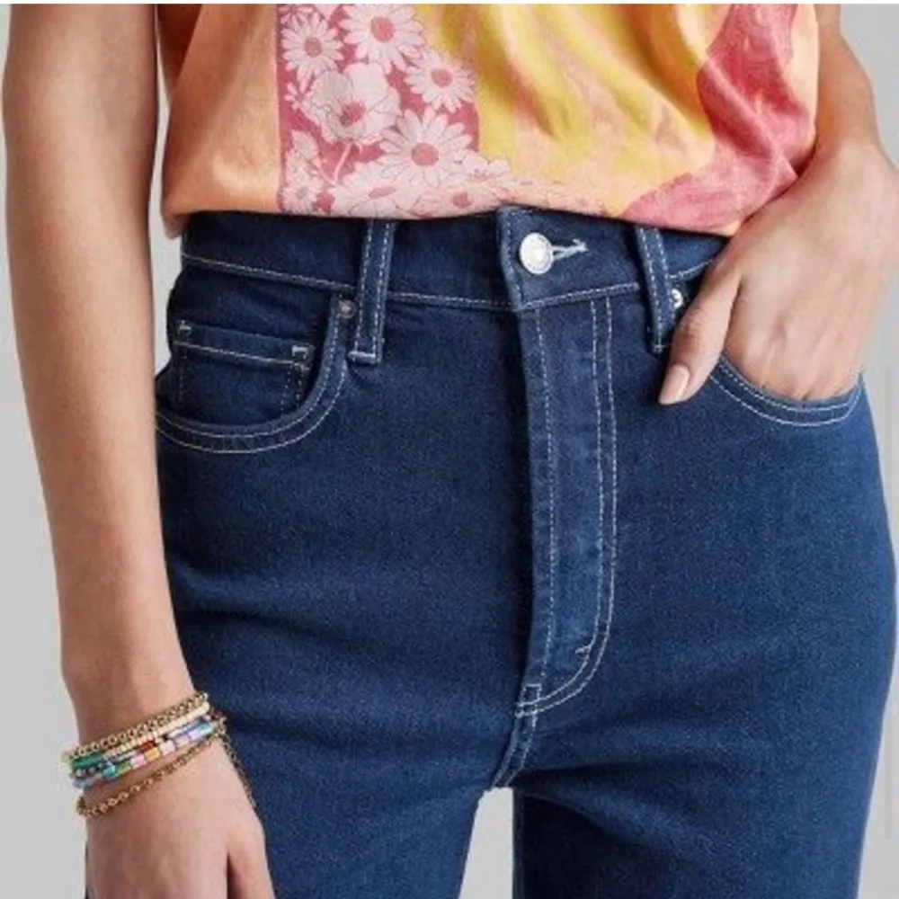 New Wild Fable Super High Rise Straight Leg Button Fly Blue Jeans Size 6 - Image 3