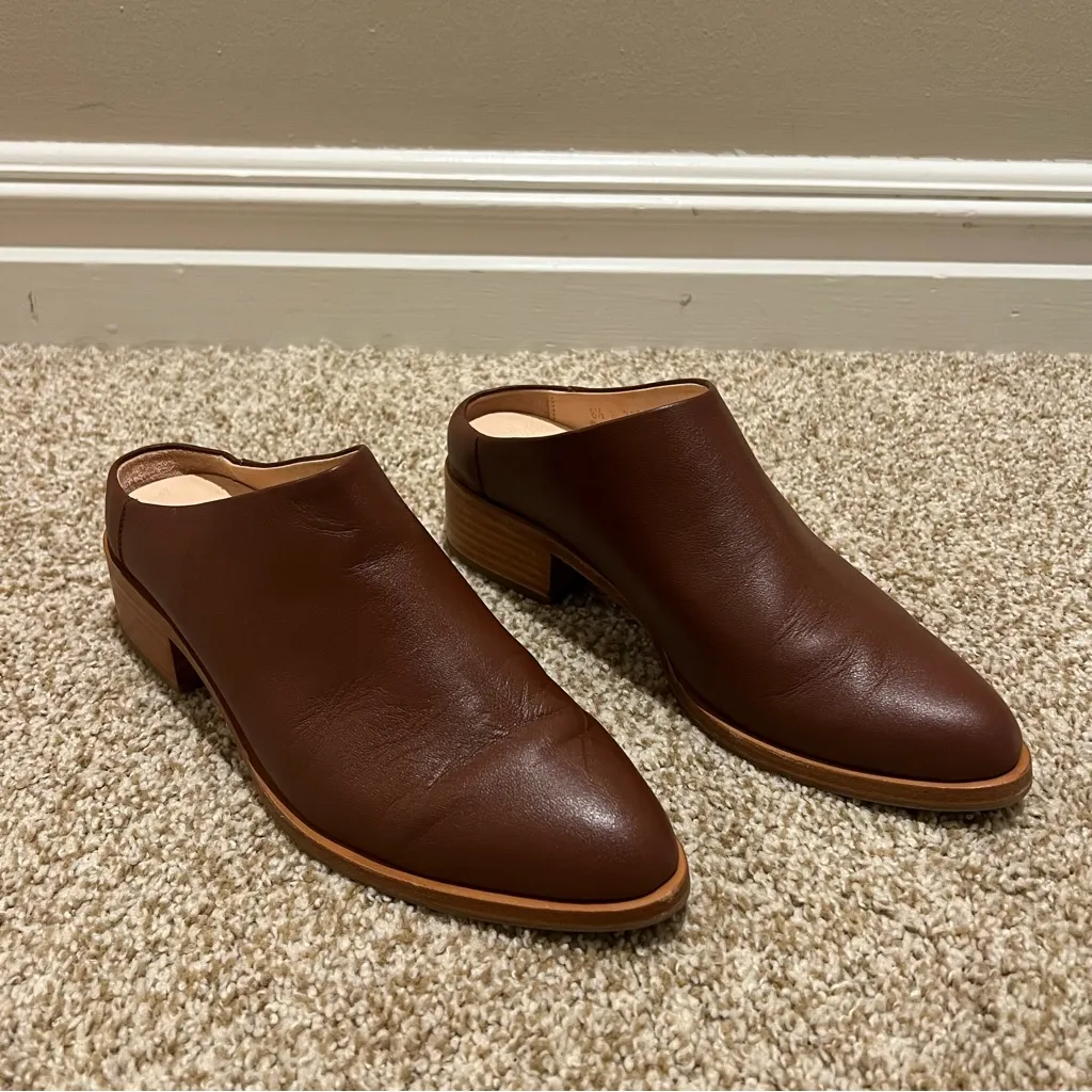 NWT Poppy Barley Low Down Heeled Leather Mule in Redwood Brown Size 8.5 - Image 2