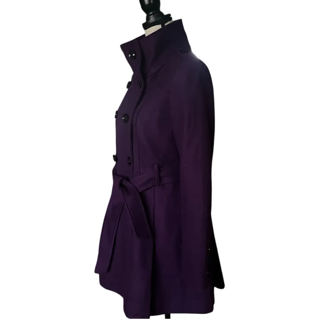 Guess Wool Blend Double Breasted Belted Violet Coat. SZ. S - Image 5