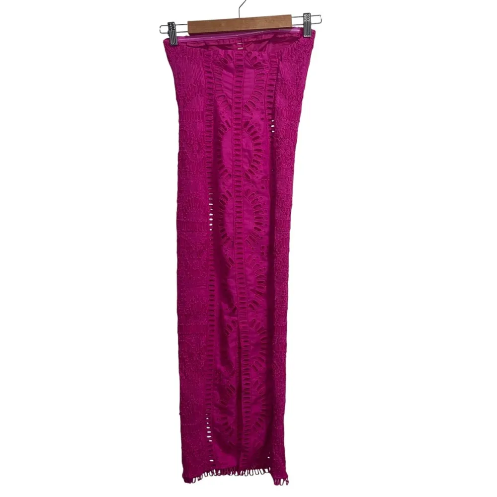 NEW NWOT  Ibiza Ynisa Strapless Eyelet Midi Dress In Hot Pink - Image 6