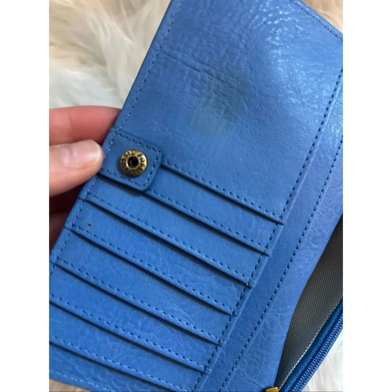Fossil  Women's Leather Wallet Blue - Image 6