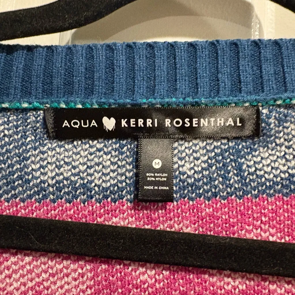 Aqua x Kerri Rosenthal Rainbow Hearts grandfather cardigan sweater M Size M - Image 5