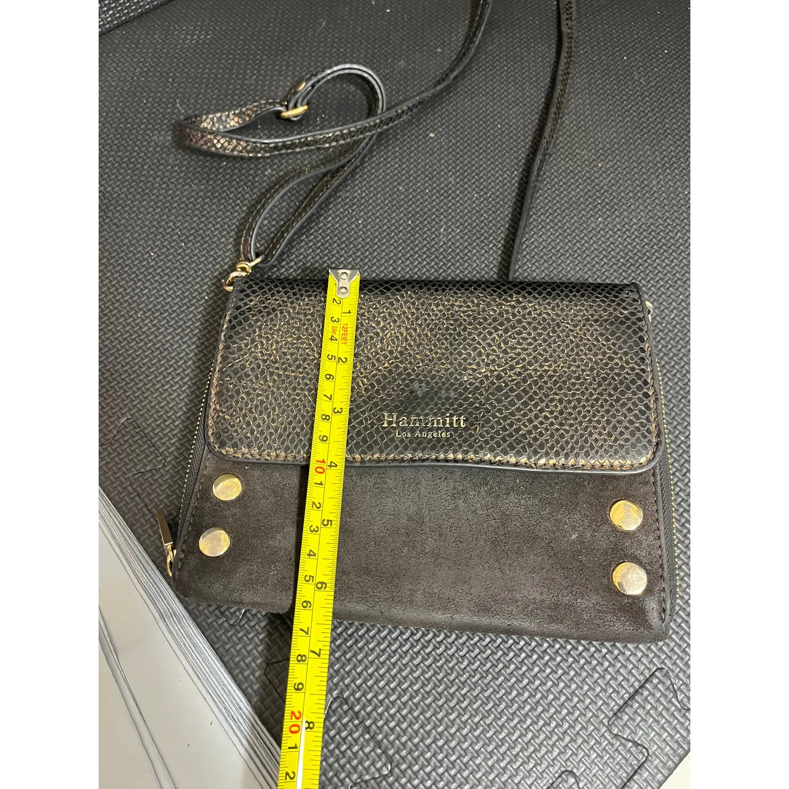 Hammitt Los‎ Angeles Suede Leather Snakeskin Embossed Crossbody Bag Purse - Image 11