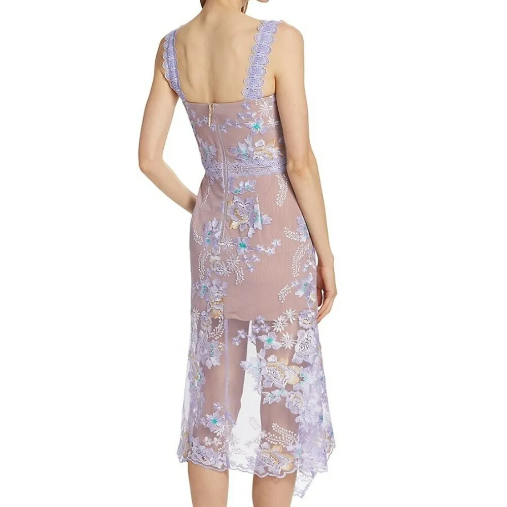 Bronx and Banco Women's Eva Embroidered Tulle Midi Dress - Lilac - Image 2