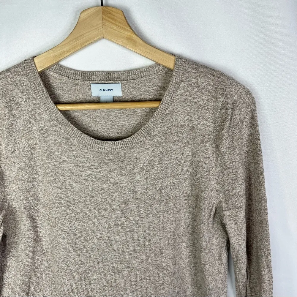 Old Navy Light Tan Brown Crewneck Knit Pullover Sweater S - Image 3