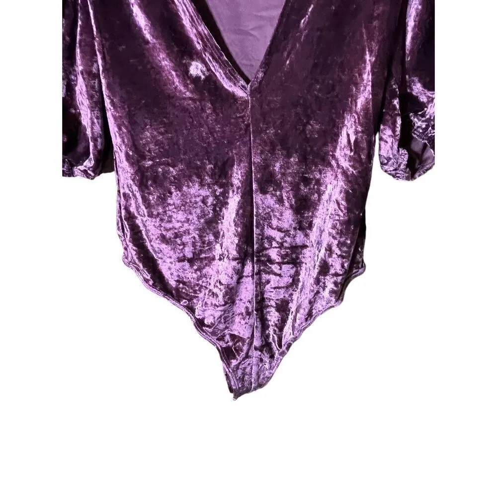 Intimately Free by Free People Don’t You Wish Velvet Bodysuit Plum NWOT size XS - Image 3