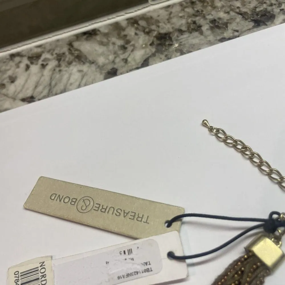 NWT Costume Choker Necklace Bead / Brown / Gold Tone Treasure Bond Nordstrom - Image 3