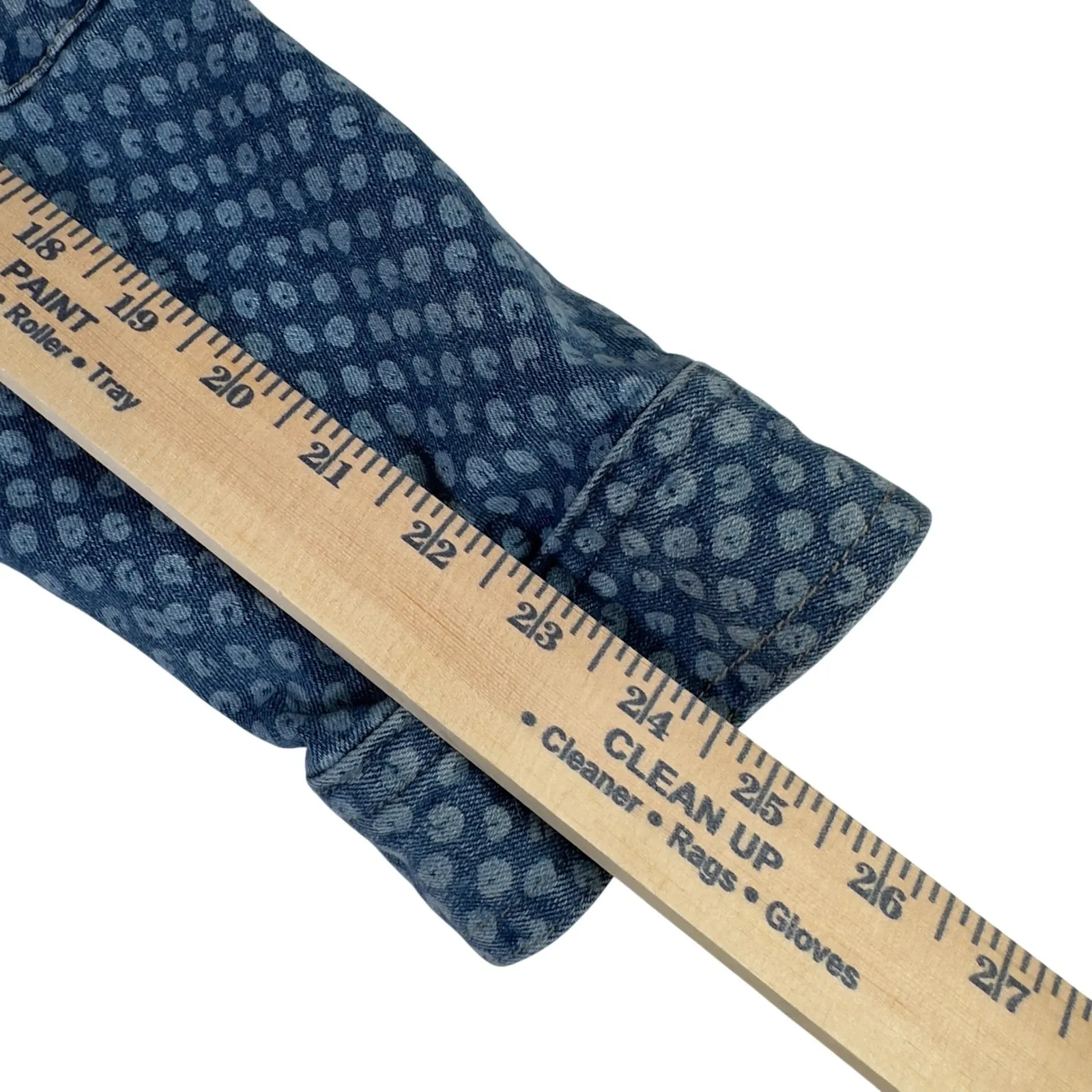 Route 66  Denim Jacket Blue Dot Print Button Front Collared Women XL - Image 8