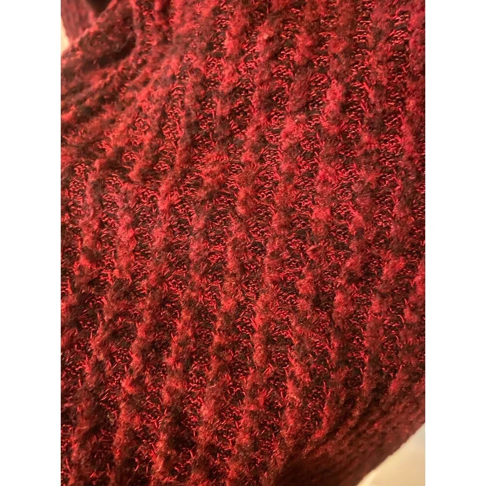Red black cowl neck sweater with open back NoBo size medium - Image 4