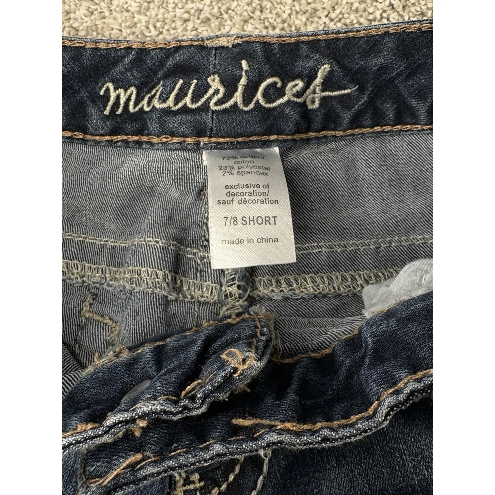 Maurices Bootcut Jeans Womens 7/8 Short Dark‎ Wash Stretch Denim - Image 4