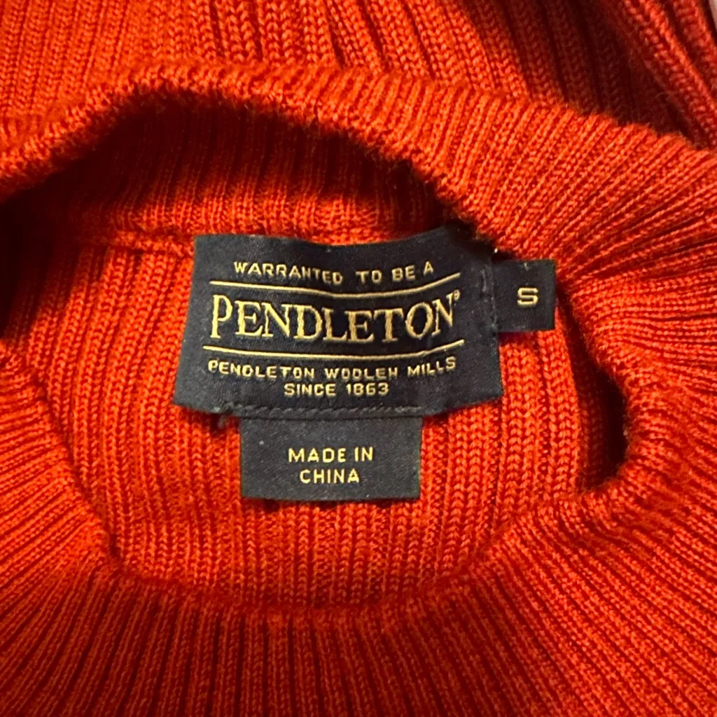 Pendleton Orange Ribbed Short Sleeve Sweater Size S - Image 4